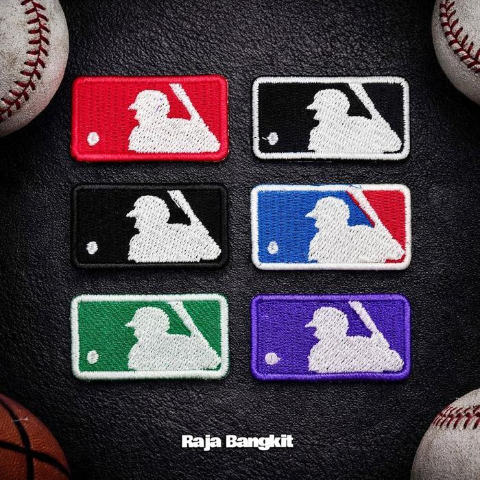 Mlb Patch Emblem Bordir Jahit Premium Dengan Pilihan Warna Hitam Biru Hijau Dan Putih Benang