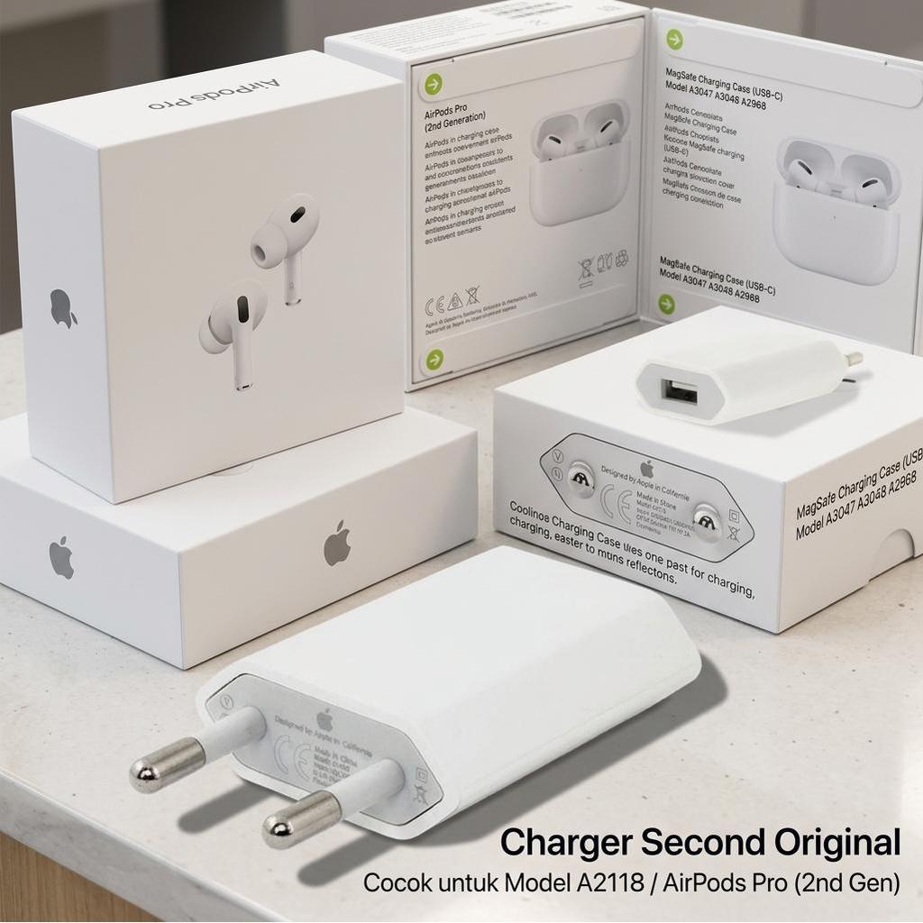 Kepala Cas Apple A2118 Original Bekas 5W 1A USB Power Adapter Cocok Untuk AirPods Pro