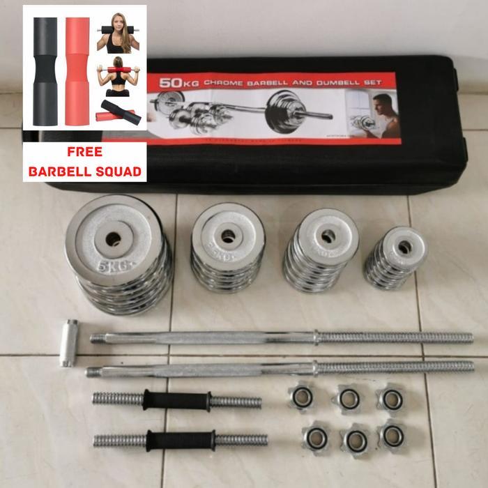 Dumbbell Set 50KG / Barbell Fitness Set / Alat Olahraga Rumahan