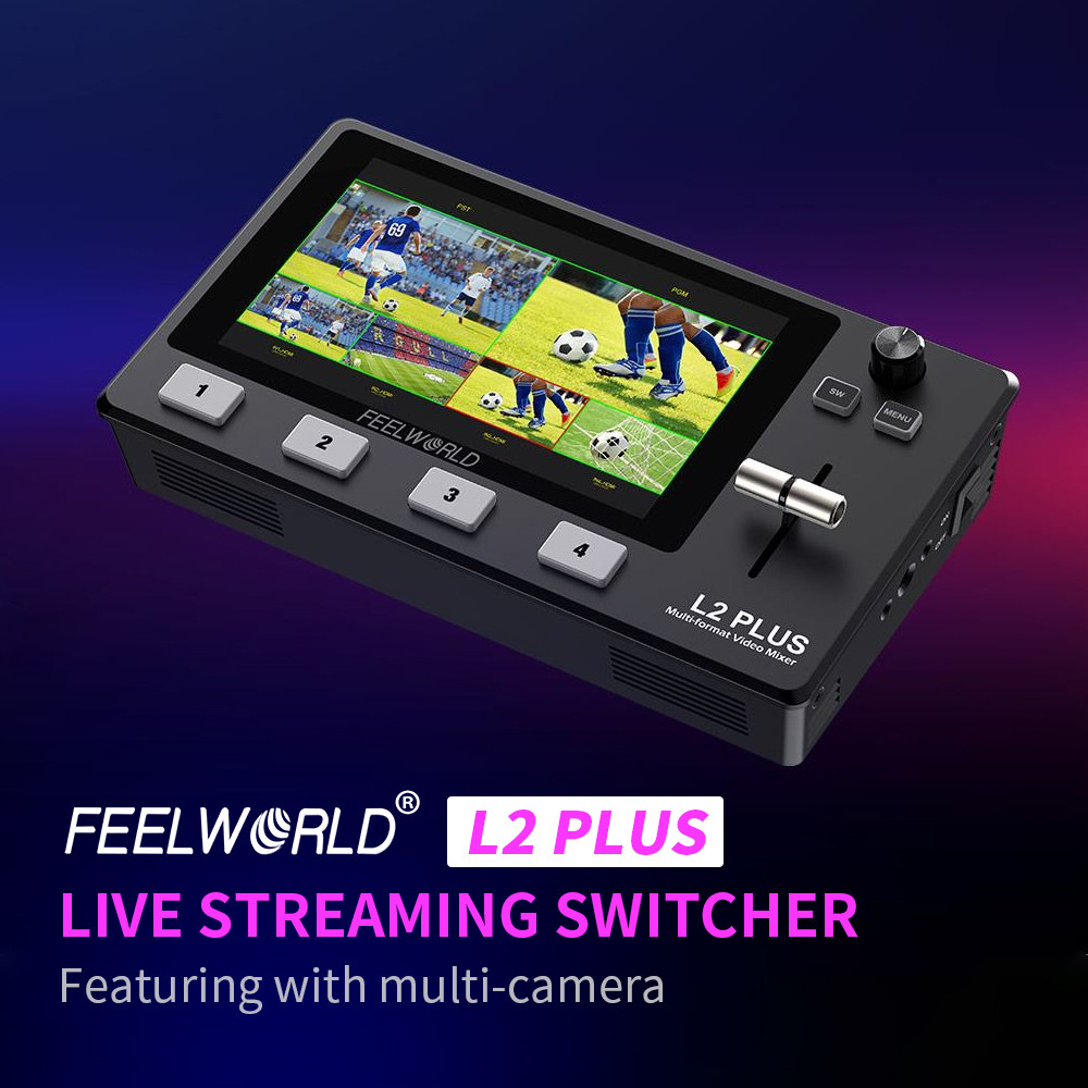 FEELWORLD L2 PLUS 5.5-inch Touchscreen LCD Multi Camera Mixer Switcher USB3.0 APP PTZ Camera Control
