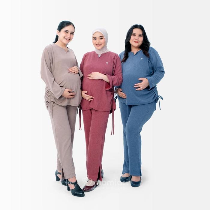 [Best Seller] Momiasi Ruby One Set Knit Setelan Wanita Knit Rib Baju Set Celana Bumil Busui Friendly