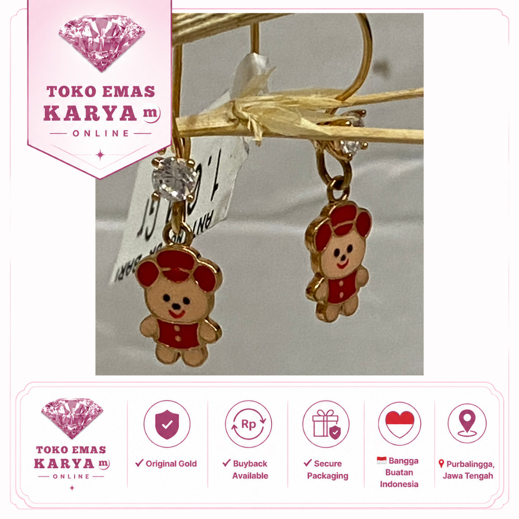 D50 8k 375 Anting Gondel Emas Asli 8k Anak Perempuan Premium Tahan Karat Toko Mas Karya Model Tokoh 