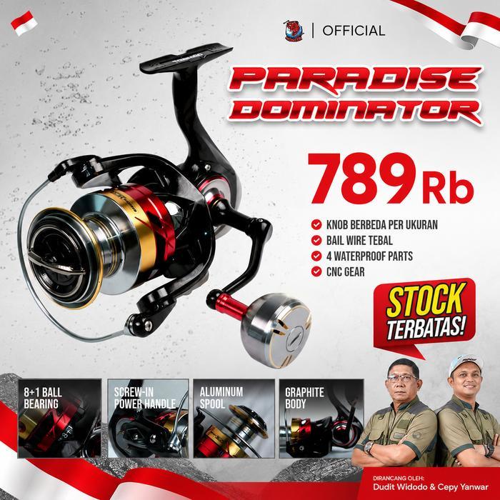 TERBARU Paradise Dominator Reel Pancing Power Handle Metal Graphite Body 8+1 Bearing Putaran Halus