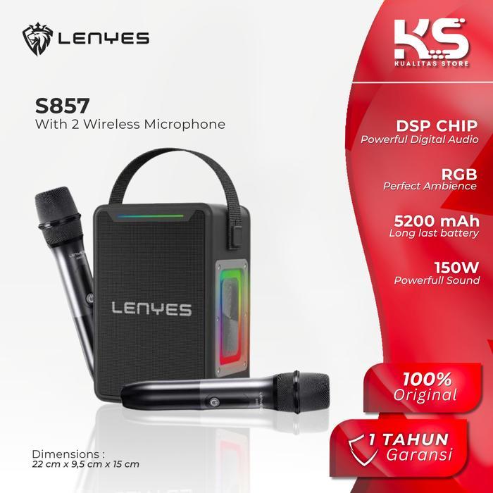 LENYES S857 150W KTV Speaker Karaoke Wireless 5.3 TWS DSP Chip with RGB Lights High Power Bass