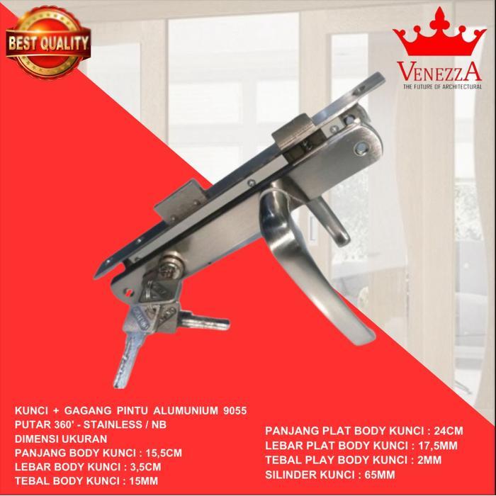 Venezza 9055 Paket Kunci Handle Pintu Aluminium Lengkap