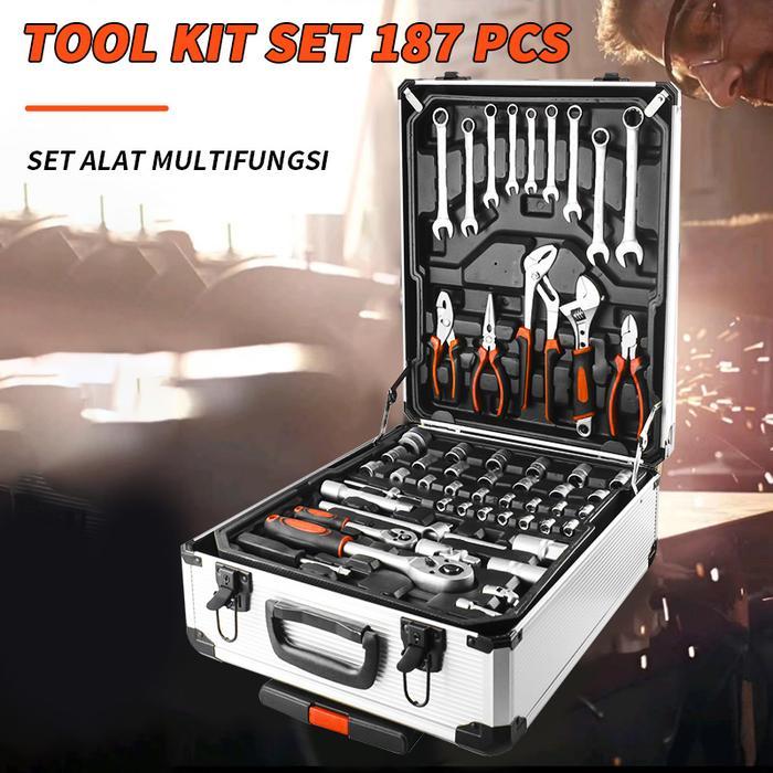 Isku Tool Kit 187 Pcs, Tool Set Bengkel, Set Perkakas 187 Pcs, Koper Perkakas, Toolkit Lengkap, Alat