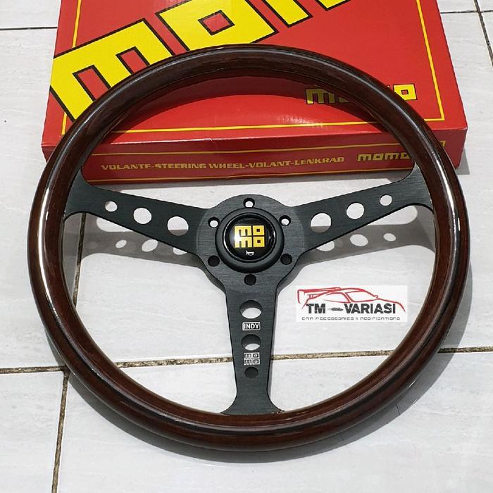 Import Stir Racing MOMO INDY Kayu Wood Glossy 14 Inchi PREMIUM