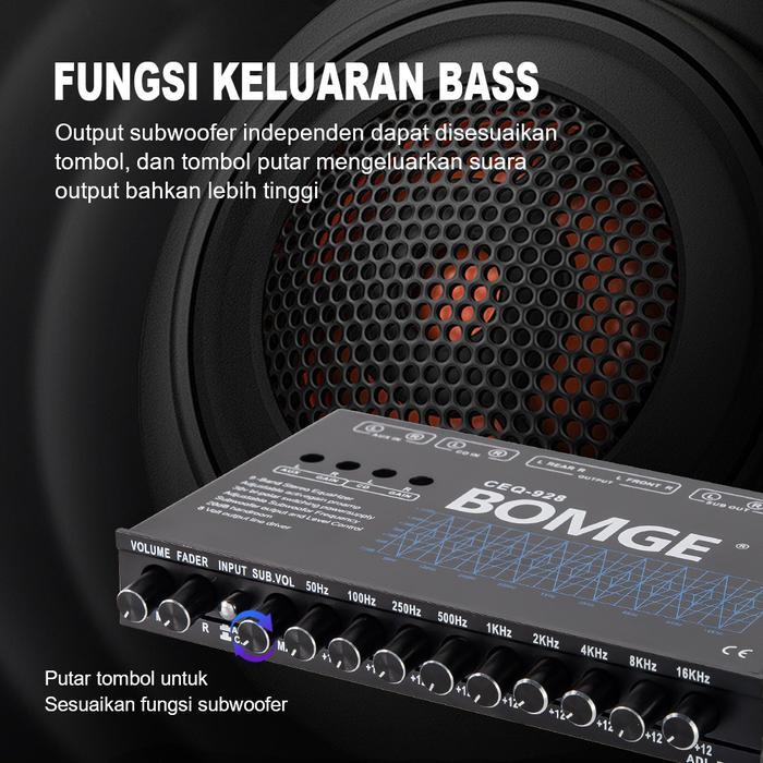 SALE BOMGE CEQ-928 Parametrik Equalizer Equalizer Audio Mobil 9-Band, Equalizer Grafis Mobil dengan