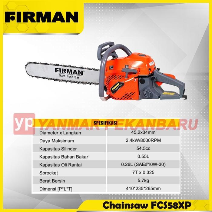 Mesin Chainsaw / Potong kayu / Gergaji Kayu FCS-58XP - HN Bar Baja - 22" FIRMAN
