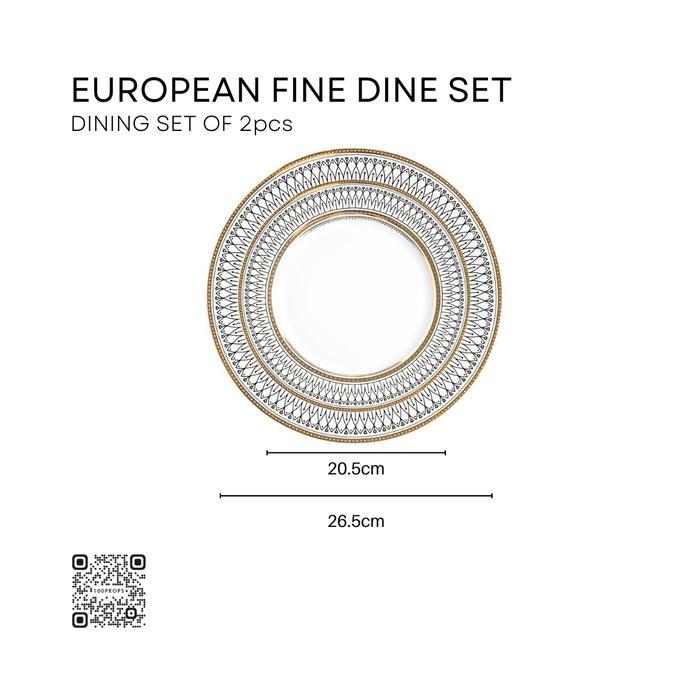 Fine Dining European Set / Dinner Set With Gold Rim/ Set Piring
