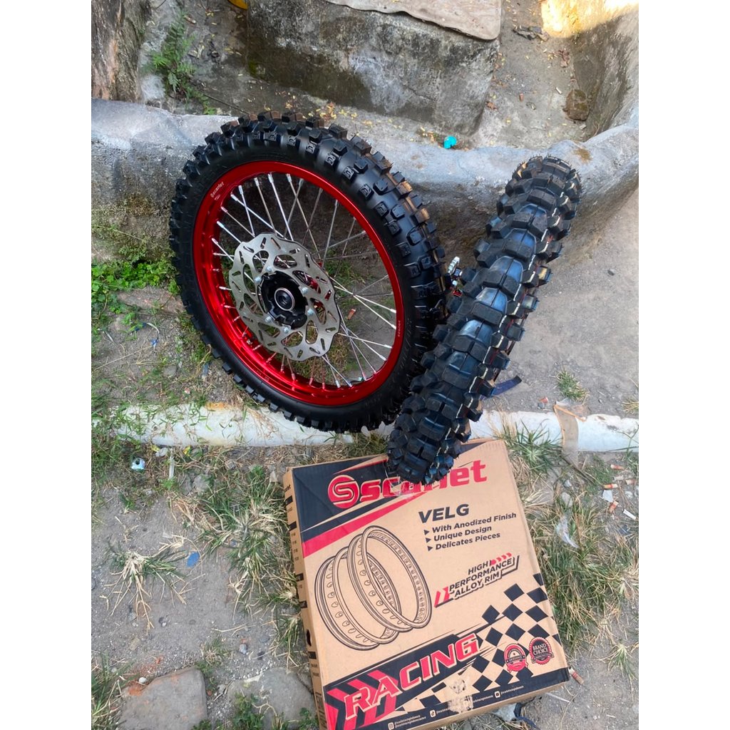 Roda Set RBT Trabas CRF 150 Ring 17 Velg scarlet Ban Trabas Baru Plus Piringan & Gear