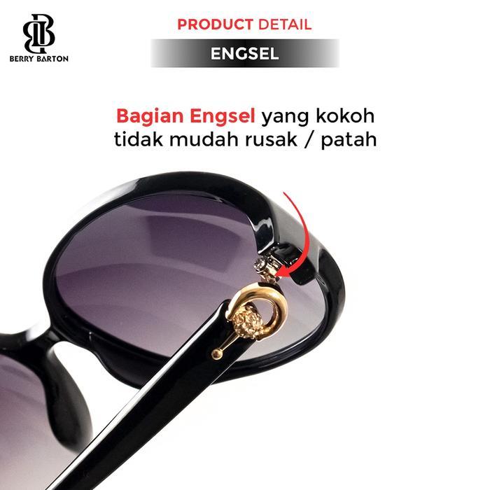 Kacamata Hitam Anti UV Polarized Wanita Frame Oval Berrybarton 6004