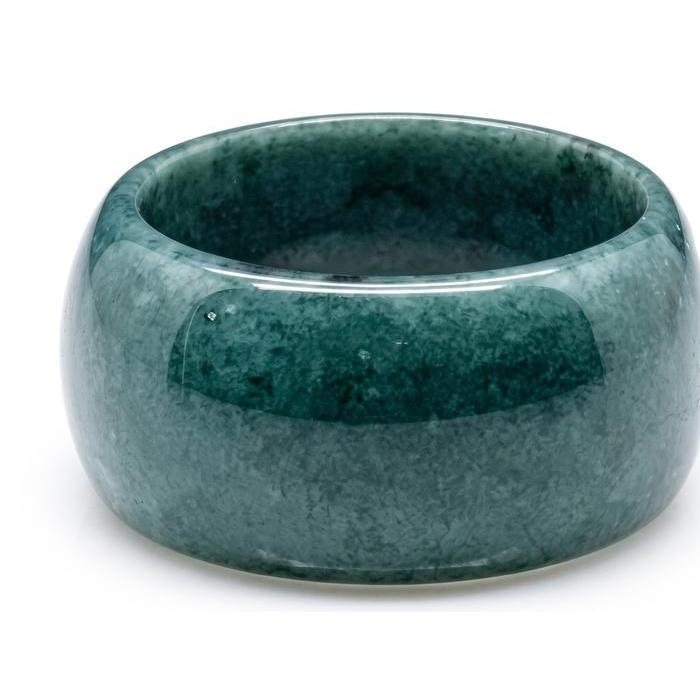 Cincin Giok Hijau Tua Mewah - Bawa Ketenangan & Keberuntungan Jadeite Burma Asli