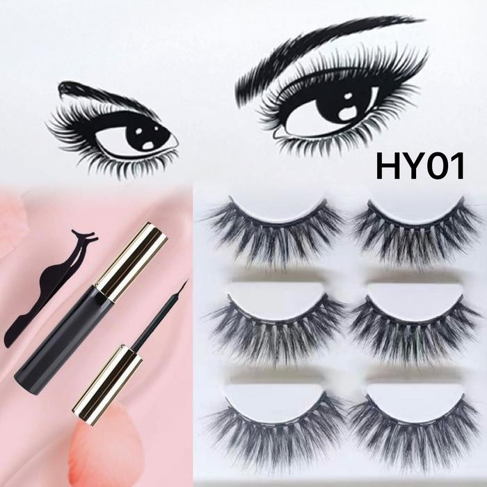 Bulu mata magnet 3pasang . Bulu mata 3D magnet eyeliner Onebeauty Box Waterproof