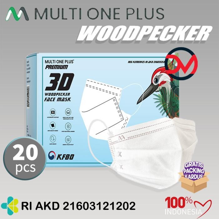 New Masker Multi One Plus KF80 3ply - Masker Woodpecker isi 20
