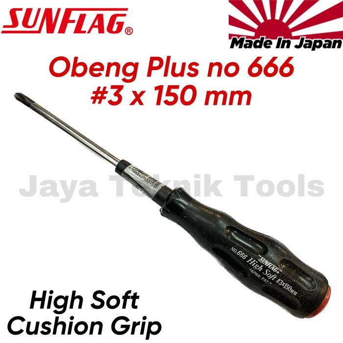 Bagus Obeng Plus Kembang 3 X 150 666 Sunflag Jepang Soft Grip Nyaman Japan Terlariss 