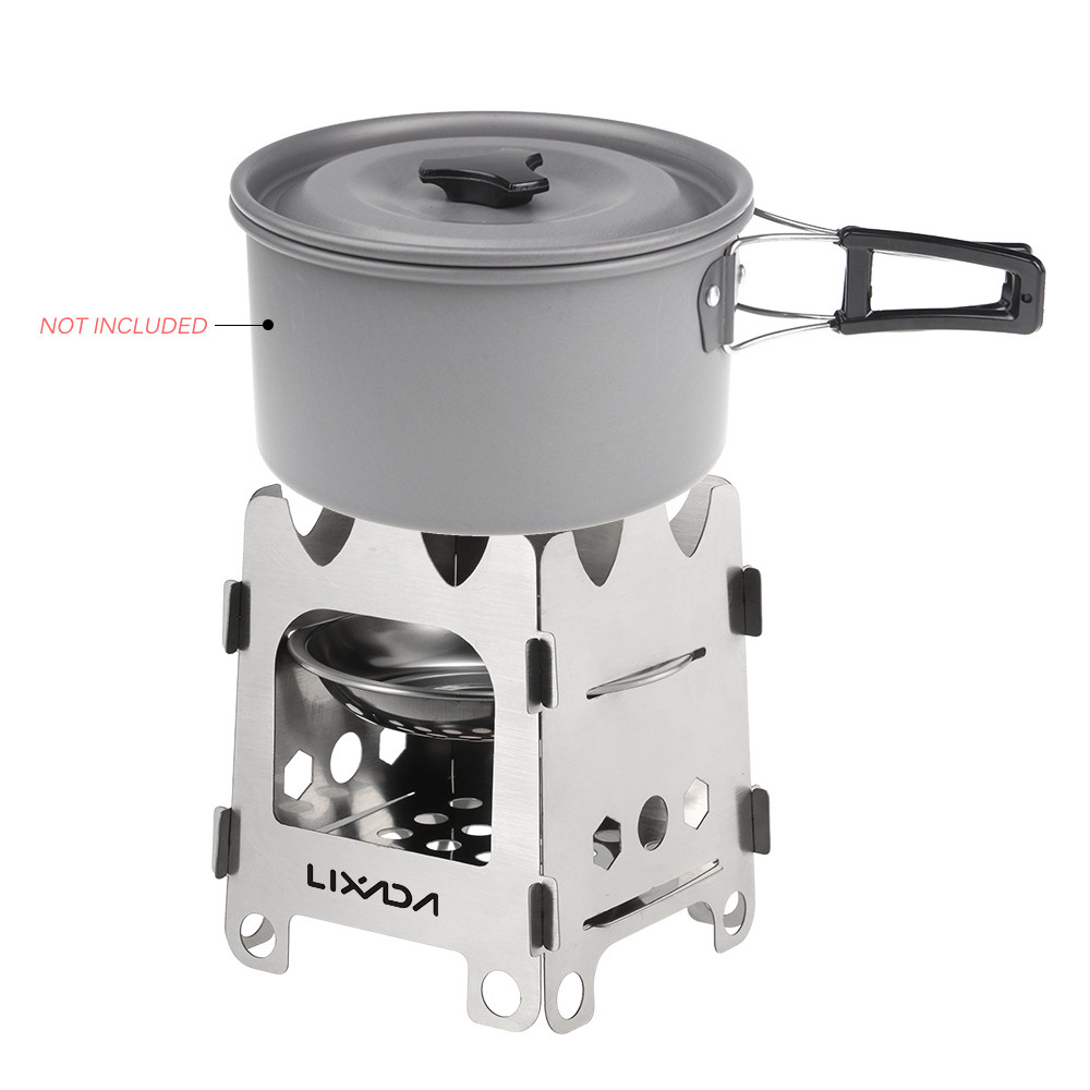 Lixada Titanium Outdoor Camping Stove Portable Ultralight Folding Wood Stove Pocket Stove Camping Fi