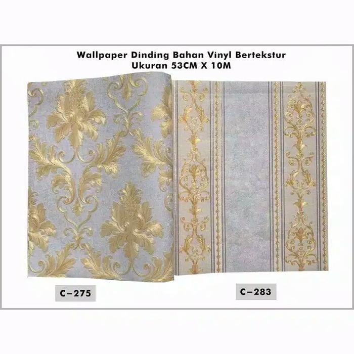 Wallpaper Dingding Vinyl Dua Motif Batik Kembang Salur Klasik Premium