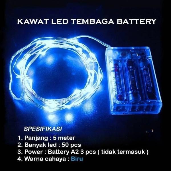 Lampu Pohon Natal 50 LED Kelap Kelip Panjang 5 Meter Baterai