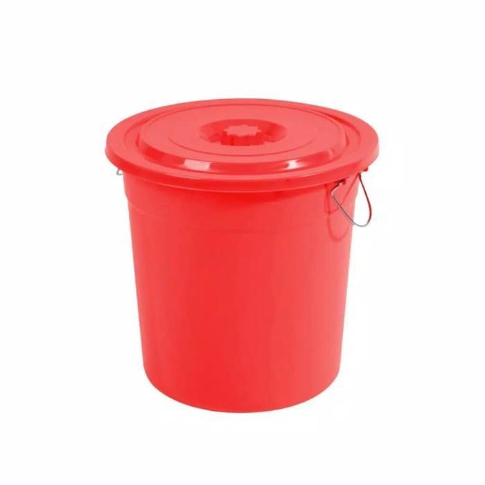 Ember Plastik Gagang + Tutup Warna Merah Biru Awet Kuat Murah Tebal 50L Ember Besar Tampung Air Kama