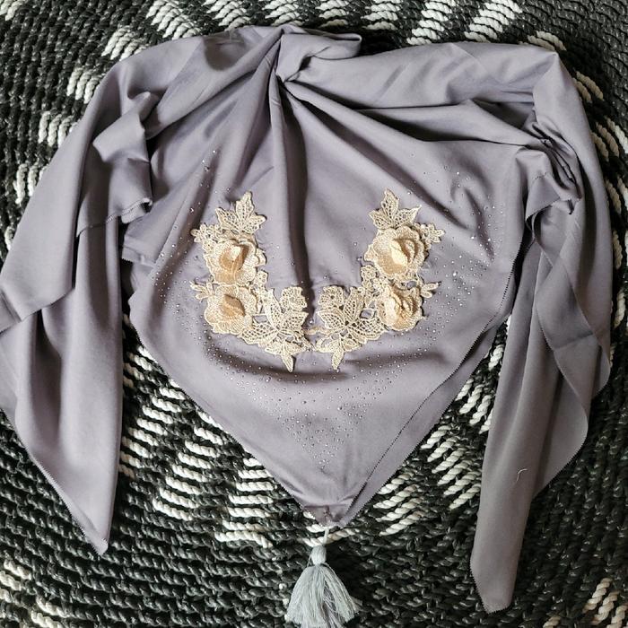 Marwa- Kerudung Segiempat Bordir ,Payet Tabur/Hijab Segiempat Bordir Nyaman Voal Mewah