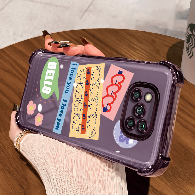 Casing Hp untuk Xiaomi POCO X3 POCO X3 NFC POCO X3 Pro Case Beruang kecil Kasing Shock-Proof Cesing 