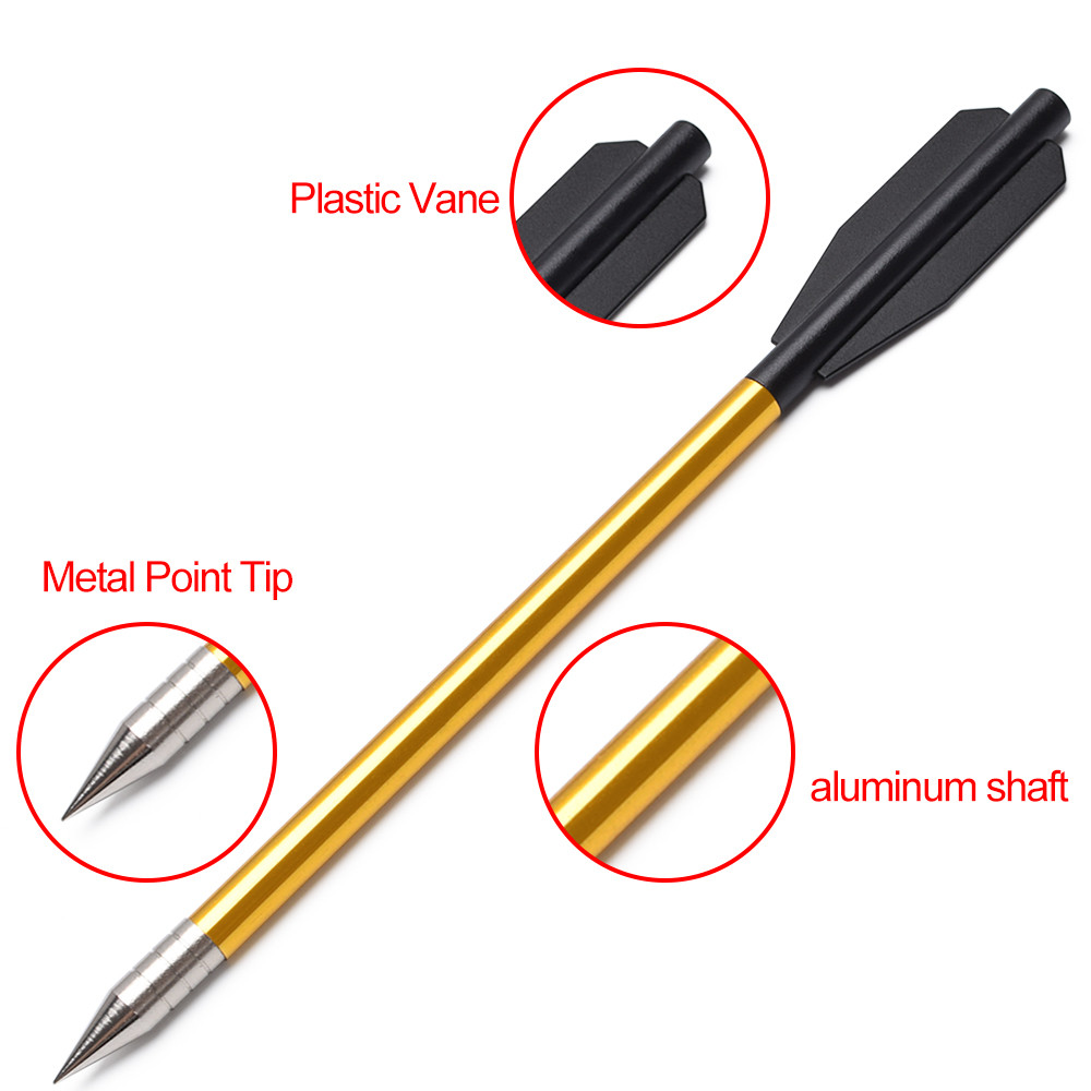 12Pcs 6.3Inch Golden Aluminum Crossbow Arrows Suitable For 50Lbs-80 Lbs Crossbow Hunting Accessories