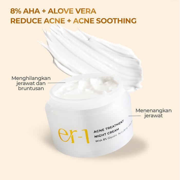 wptn- Er-1 Acne Clear Night Cream - 8% Aha Glycolid Acid & Aloe Vera - Skincare Malam Krim