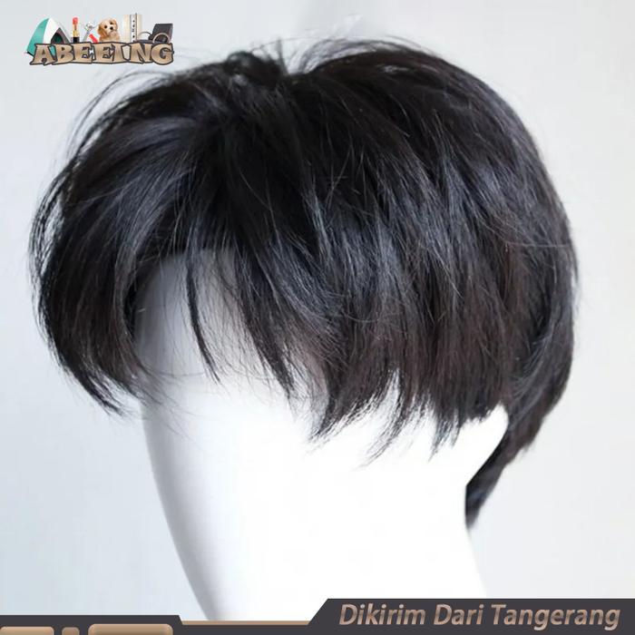 Rambut Wig Pria Pendek Wig Pendek Pria Rambut Palsu Cowok Keren