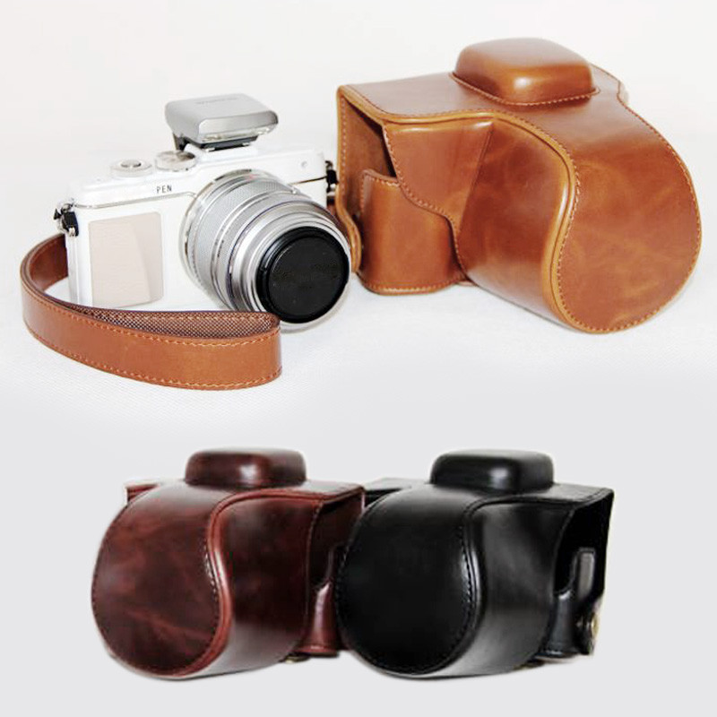 Leather Hard Camera case bag Grip strap for OLYMPUS Pen E-PL7 EPL7