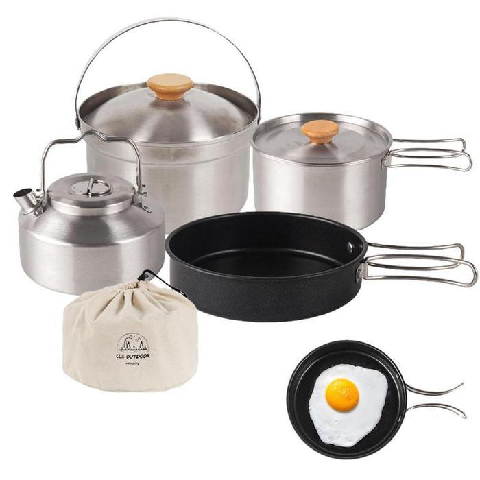 Camp Set penggorengan anti lengket, Set peralatan masak berkemah,