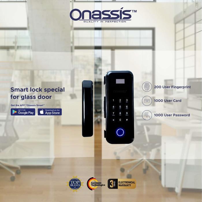 READY ONASSIS SMART LOCK D81 PRO Smart Lock untuk Pintu Kaca dengan Kunci Manual &