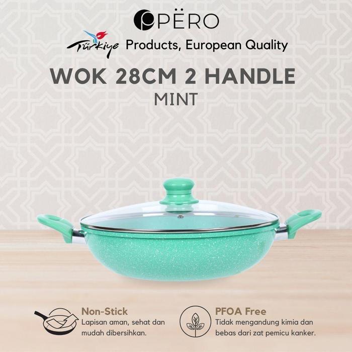 Khusus Grab [King Kevin] Pero Mercin Wok 28 Cm 2 Handle + Lid / Wajan Anti Lengket
