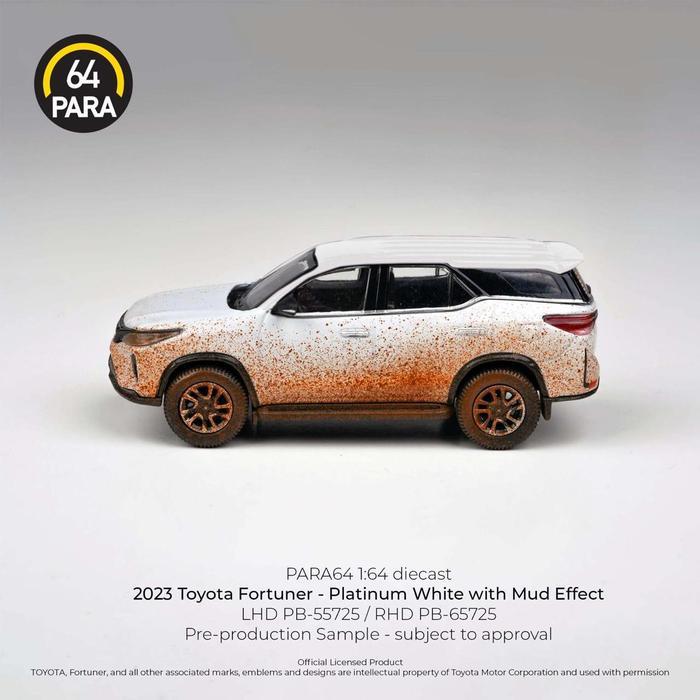 Ready PB-65725 - Para64 2023 Toyota Fortuner Platinum White with Mud Effect - Diecast Mobil Model