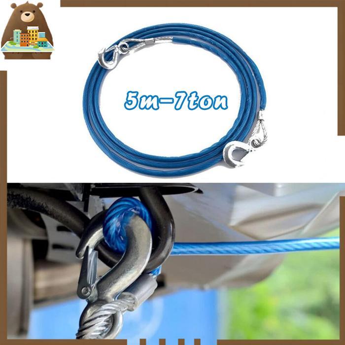 Tali Penarik Mobil 7 Ton Tali Derek Mobil Kawat Sling Baja Emergency Tow Rope Tali Derek Mobil
