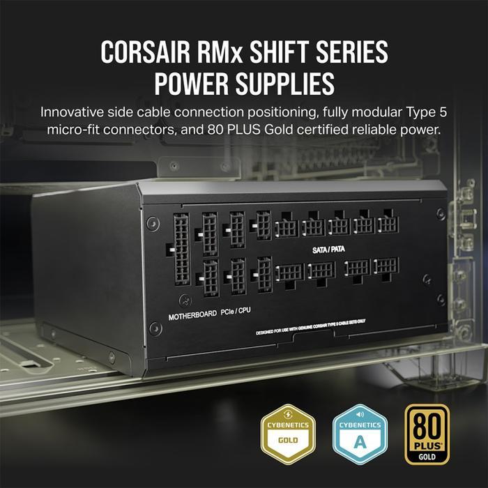 Corsair RMx SHIFT RM750x RM850x RM1000x RM1200x WHITE ATX 3.0 Certified PCIe5.0- 80+ GOLD Fully