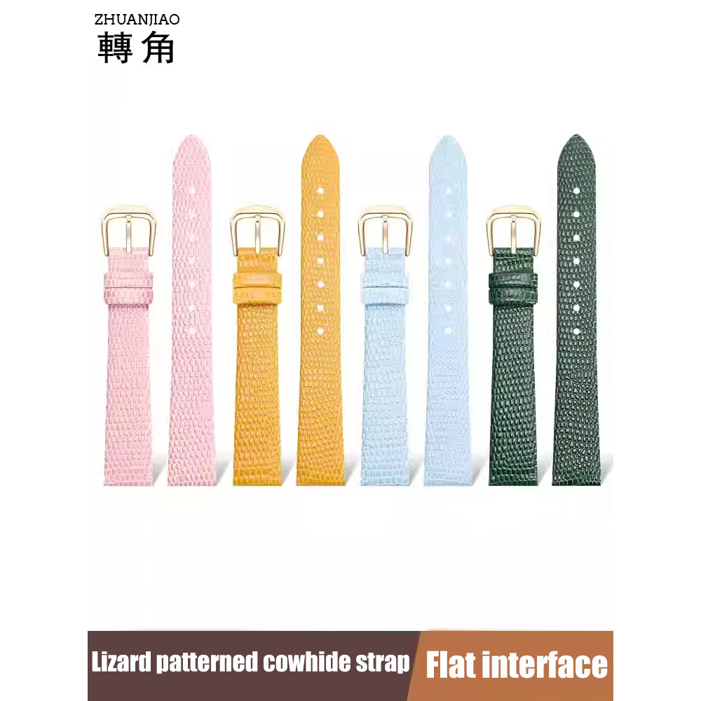 Genuine leather Lizard grain tchband Vintage handmade 10 12 14 16 18 20MM flat interface universal