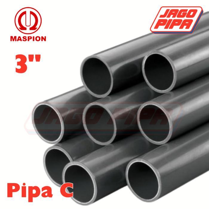 Grubyshop- Maspion Abu Pipa C 3 Inch Pvc 4 Meter Paralon 3" Abu