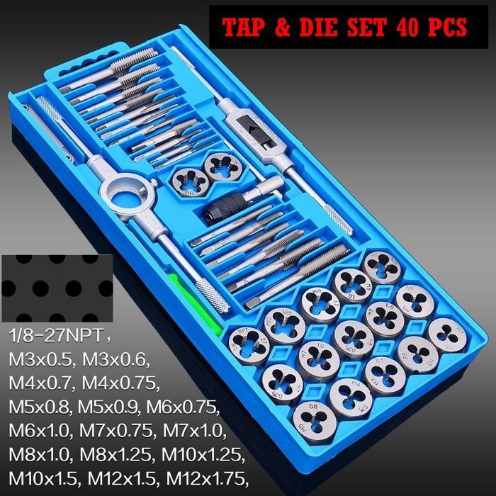 20 Pcs Hand Tap And Die Set Alat Snai Dan Tap Ulir Baut Senai Die Senei Hand Tap Set Kunci Pas Set