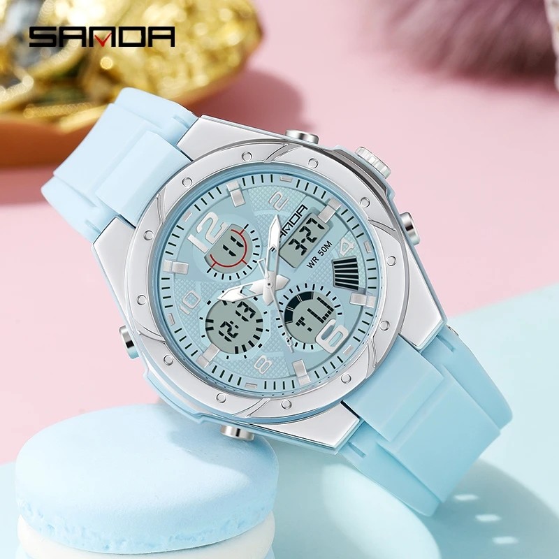 SANDA 6062 Fion Student Digital Watch Sports Multi functional Waterproof LED Night Light Male and