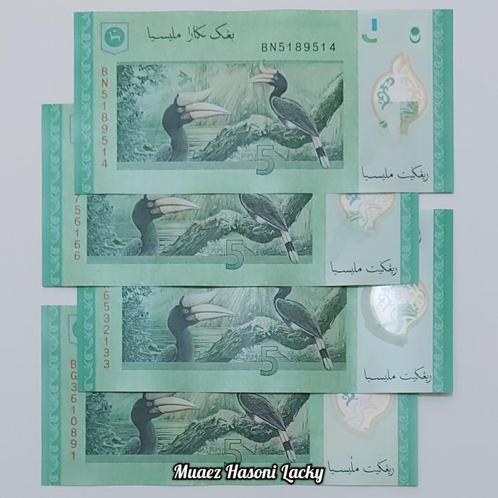 Koleksi Malaysia Ringgit Pecahan 5 Ringgit Bahan Polymer Original