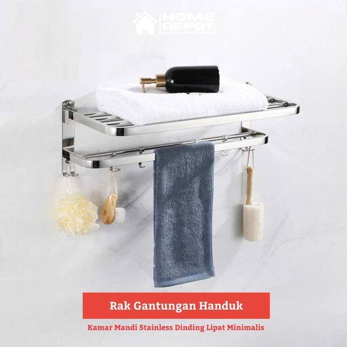 Gantungan Handuk Kamar Mandi Stainless Dinding Lipat Minimalis Hotel