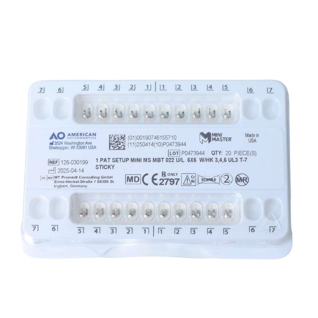 AO American Orthodontics Mini Master Bracket, MBT .022 UL 5X5 Mesh Base Orthodontic Brackets Made in