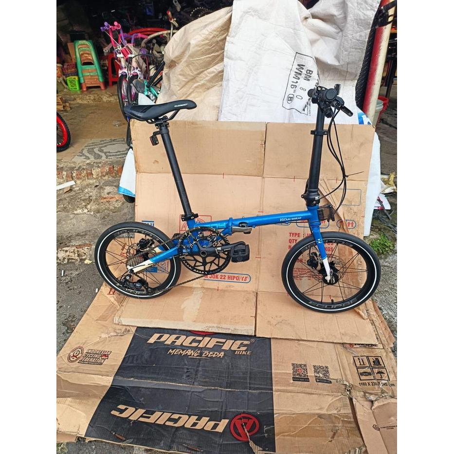 sepeda lipat 16 inch merk element troy seri pocari sweet warna biru speed 10s