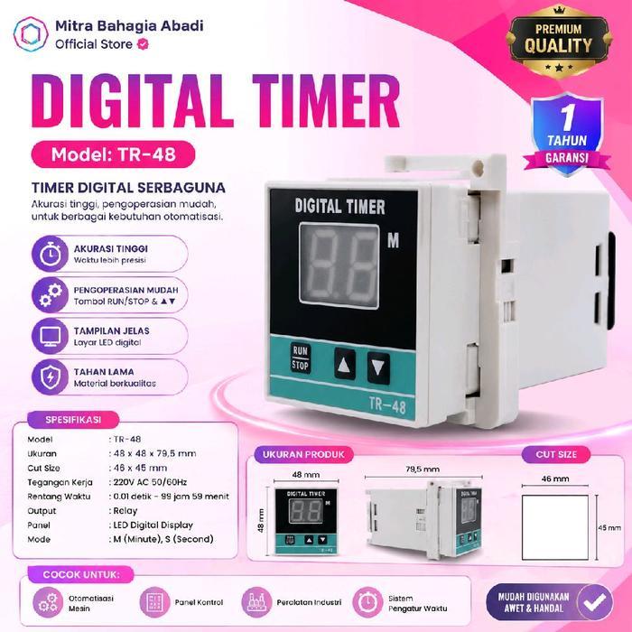 Digital Timer Oven Controller Tr-48 220V Ac 0-99 Menit Untuk Oven Gas & Listrik Industri Kecil -