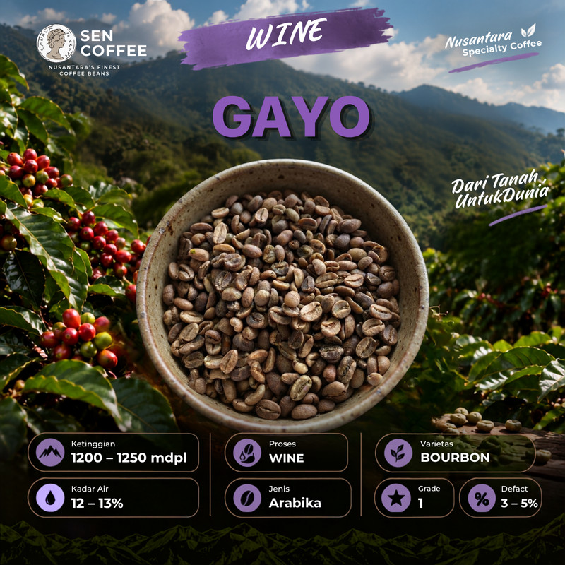 Biji Kopi Arabika Wine Gayo 1 Kg | Biji Kopi Mentah