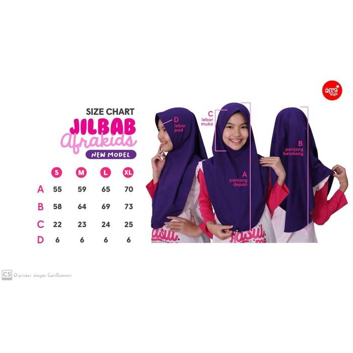 JILBAB AFRAKIDS PAD (BARU) JS001, JS002, JS008, JS009, JS010, JS011