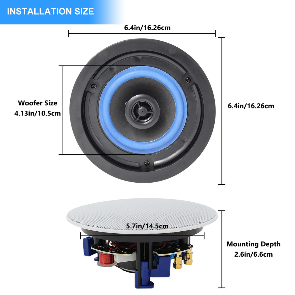4'' 320W  Ceiling Bluetooth Speaker Indoor Roof Loudspeaker Good Sound Quality In-Wall Speaker For H