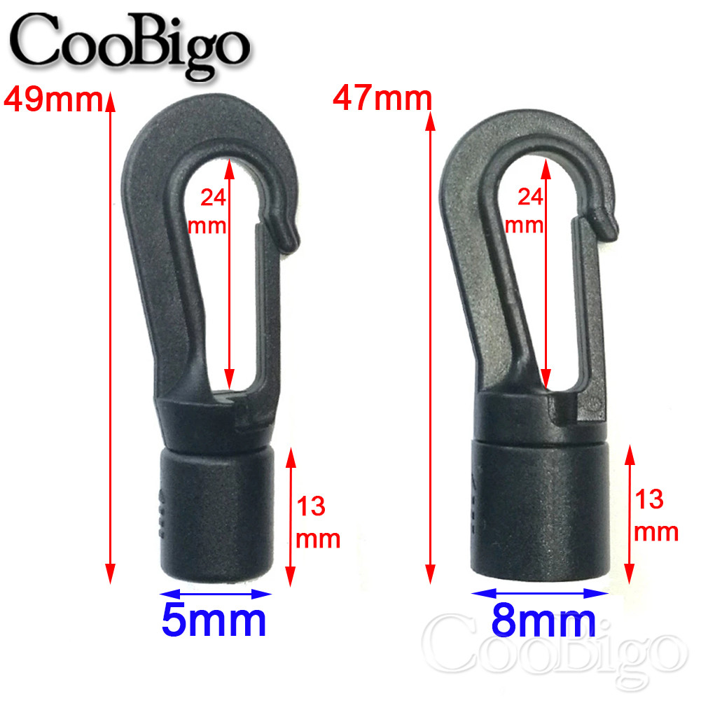 5mm 8mm Elastic Rope Hooks Bungee Shock Fastener Cord End Hanging Connector for Tying Kayak Boat Bik