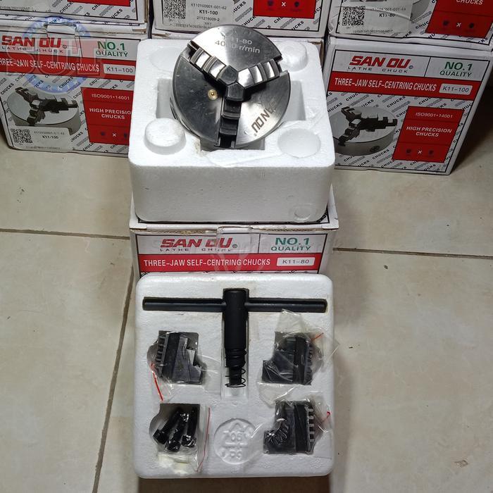 Chuck Bubut 3Inchi 3 Jaw Claw Bubut 80Mm Kaki 3 Kepala Mesin Bubut